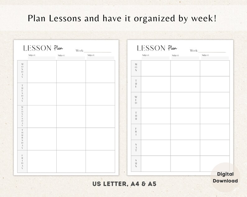 Lesson Plan Pages, Weekly Lesson Plan, Printable Homeschool planner, Lesson Planner, Academic Planner, Homeschool Planning image 3