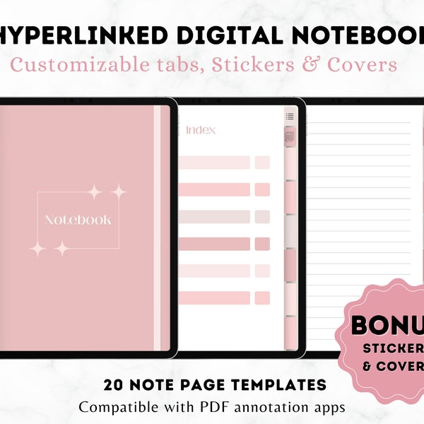 Digital Notebook Goodnotes, Digital Student Notebook, Notebook Notability, Pink Digital Notebook, Custom Notebook