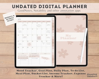 Neutral Digital Planner, Undated Digital Planner, Goodnotes Digital Planner, Goodnotes Planner, Goodnotes Template, Ipad Planner