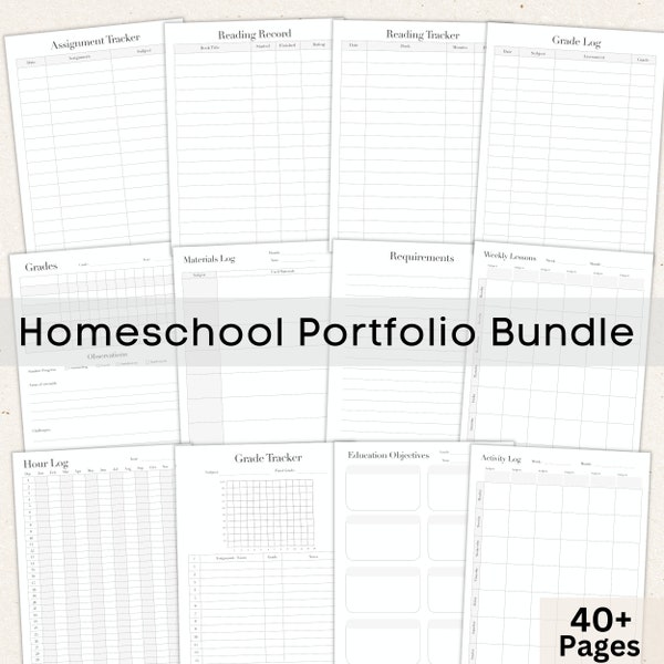 Homeschool Portfolio, Homeschool Planner Portfolio BUNDLE, Lesson Plan Portfolio Pages