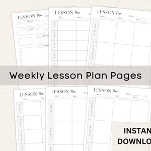 Lesson Plan Pages, Weekly Lesson Plan, Printable Homeschool planner, Lesson Planner, Academic Planner, Homeschool Planning image 1