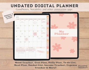 Undated Ipad Planner, Digital Planner Goodnotes, Goodnotes Planner, Undated Planner, Digital Planner, Goodnotes Template, Ipad Planner