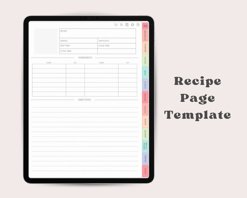 Digital Recipe Book Template Digital Recipe Journal Recipebook Recipe