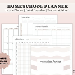 Neutral Homeschool Planner Bundle, Printable Homeschool planner pages, Lesson Planner, Academic Planner, PDF, Homeschool Schedule