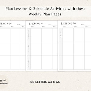 Lesson Plan Pages, Weekly Lesson Plan, Printable Homeschool planner, Lesson Planner, Academic Planner, Homeschool Planning image 2