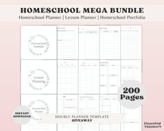 Minimal Homeschool Planner Mega Bundle, Homeschool Lesson Planner, Academic Planner, Home School Planner, Homeschool Schedule