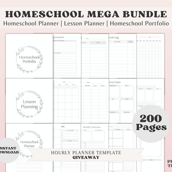 Minimal Homeschool Planner Mega Bundle, Homeschool Lesson Planner, Academic Planner, Home School Planner, Homeschool Schedule