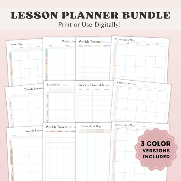 Homeschool Planner Lesson Plan Pages, Lesson Planner BUNDLE, Lesson Plan, Teacher Lesson Planner