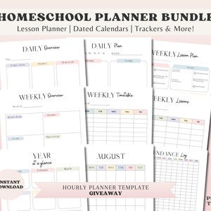 Homeschool Planner Pages, Homeschool Planner BUNDLE, Printable Homeschool planner pages, Lesson Planner, Academic Planner, PDF