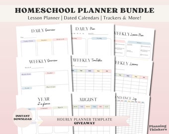 Homeschool Planner Pages, Homeschool Planner BUNDLE, Printable Homeschool planner pages, Lesson Planner, Academic Planner, PDF