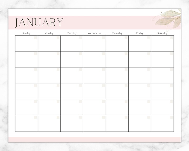 Printable Blank Calendar, Monthly Blank Calendar, Blank Calendar Page ...