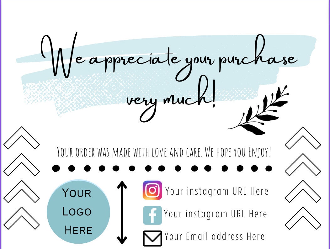 Thank You Business Template Etsy