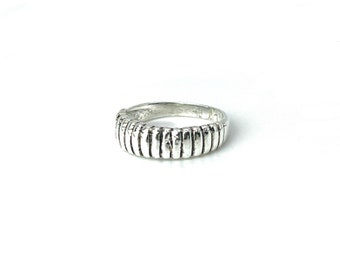 Boho Silver Plated Twist Ring: Chunky Rope Band