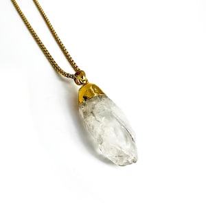 Raw Quartz Crystal Necklace, Rough Clear Quartz Necklace, Real Stones Pendant Necklace, Heal Energy Quartz Necklace, Boho Gem Necklace Women