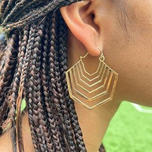 Sacred Geometry Hoop Earrings, Geometric Design Clip-on Hoops, Boho And Hippie Hooped Earrings, Big Ethnic Statement Hoops for Women