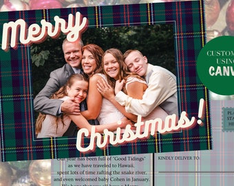 Printable Christmas Card Template, Christmas Postcard, 4.25x6, Fully Customizable
