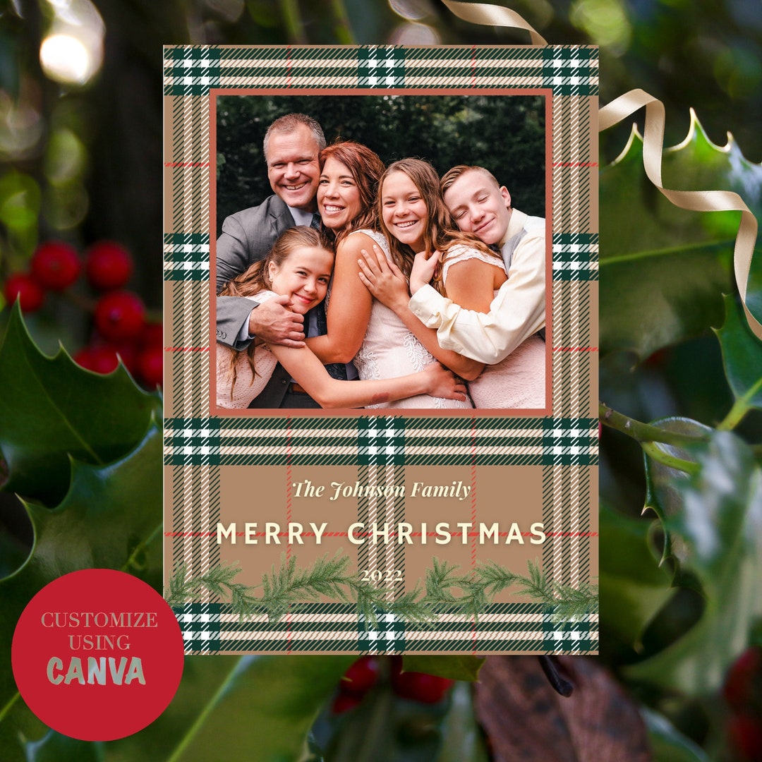 Printable Christmas Card Template, Vintage Christmas Card, Customizable ...