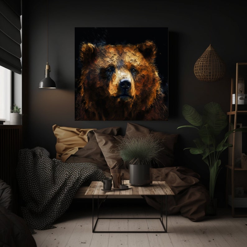 Wildlife Majestic Brown Bear Canvas Art Print Stunning Etsy