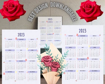 Soft Purple Cute Minimalist 2023 Calendar Planner, calendar download, Printable Calendar Desk Calendar, Year At A Glance, Monthly Calendar