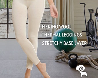 Natural Merino Wool Leggings for Women - Long Underwear Tights - Knitted Yoga Pants - Underpants Base Layer Inner Wear Undergarment Gift Her