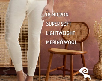 Natural Merino Wool Leggings - Mens Underwear Long Johns - Pajama Pjs Bottom Underpants Tights - Base Layer Undergarment Pants Gift for Him
