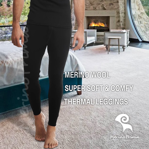Gift for Him - Merino Wool Long Johns - Mens Leggings Pajama Pants Underwear Pjs Husband Father Dad Grandpa Birthday Retirement Anniversary
