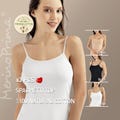 Pack of 3 > 100% Natural Cotton Spaghetti Strap Cami - Natural Slip Tank Top for Women - Premium Versatile Basic Camisole - Summer Underwear
