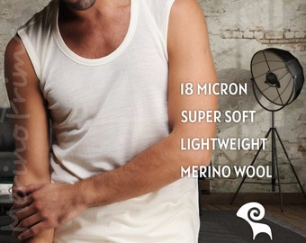 Gift for Him - Merino Wool Tank Top - Mens Undershirt Thermal Underwear T-Shirt Husband Father Dad Grandpa Birthday Retirement Anniversary