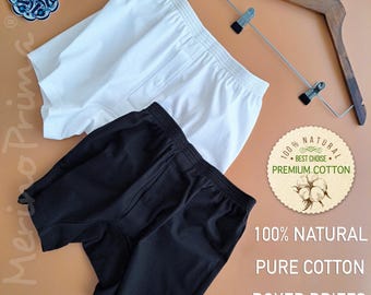 100% Natural Cotton Boxer Briefs for Men - Premium Men's Underwear - Comfortable Sleep Shorts -  Breathable Soft Summer Brief - Gift For Him
