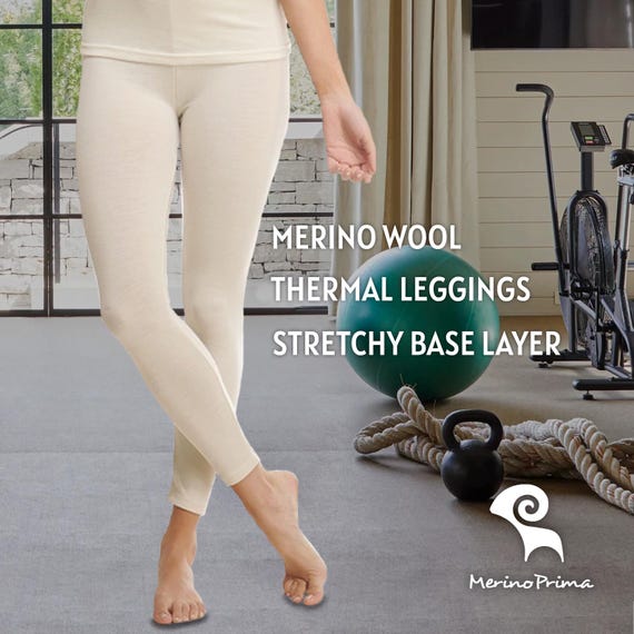 Natural Merino Wool Leggings for Women - Long Underwear Tights - Knitted Yoga Pants - Underpants Base Layer Inner Wear Undergarment Gift Her