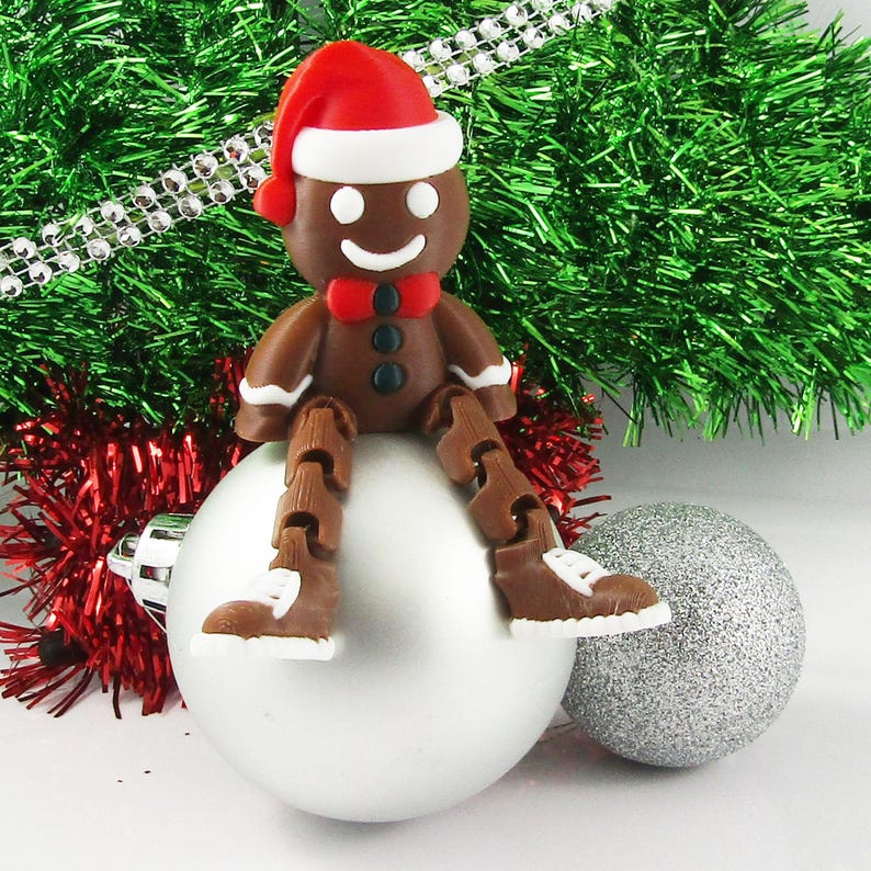 3D Articulated Christmas Gingerbread Man 3D Flexi Fidget Toy Gift 90mm ...