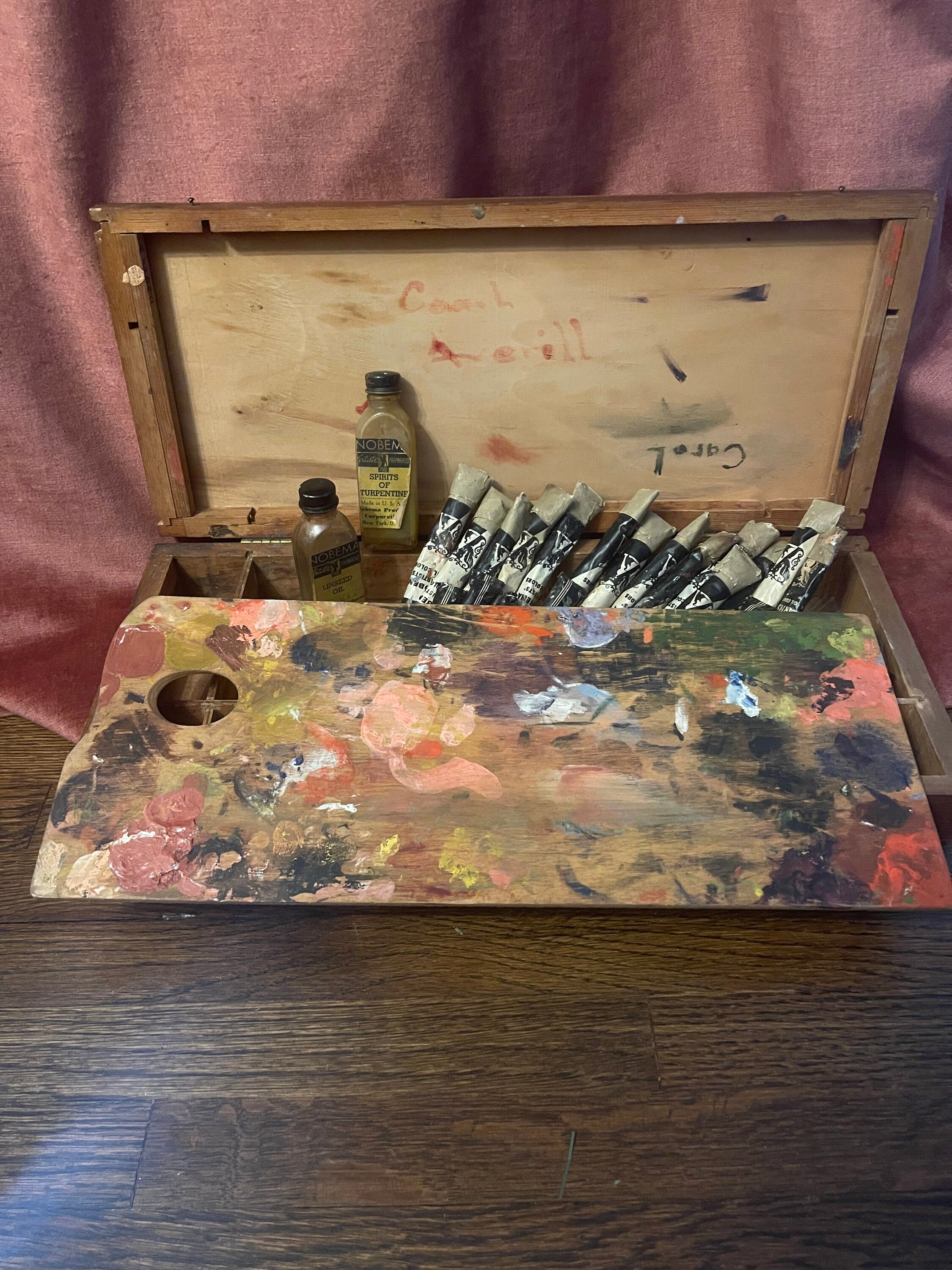Vintage Wooden Artist Traveling Paint Box, Antique Paint Box, Large Artist  Box Art Supplies Drawing Painting Calligraphy 