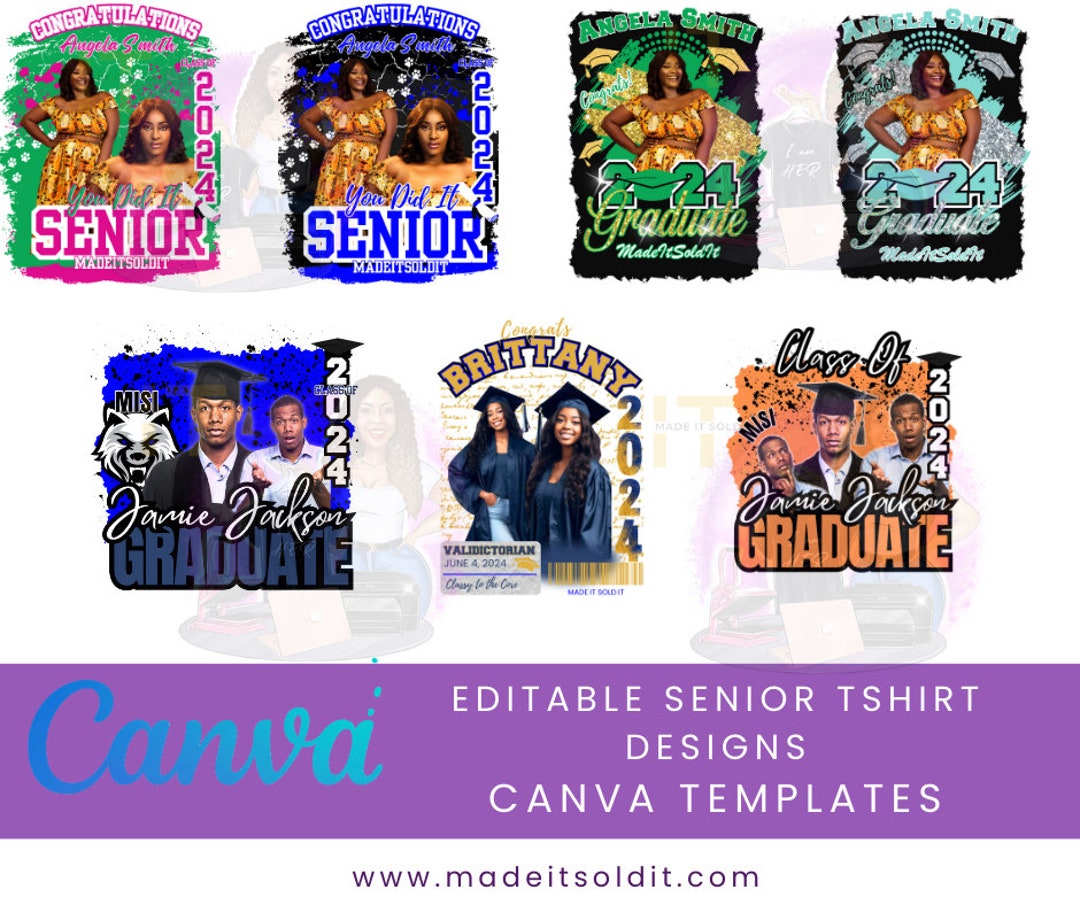 Class of 2024 T-shirt Designs • Editable Canva Template (PNG) - Etsy