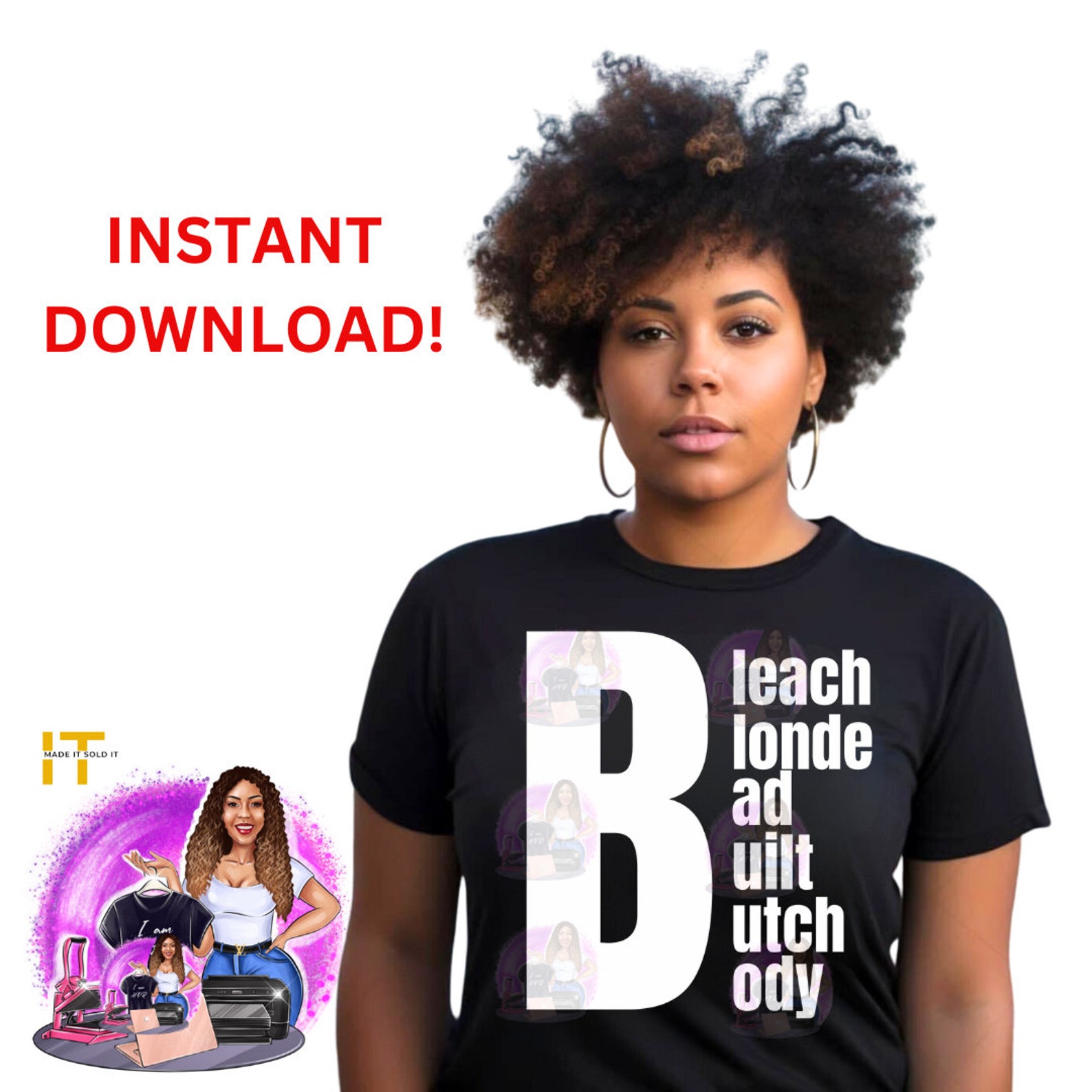 Bleach Blonde Bad Built Body T-shirt Design, PNG SVG (digital Download ...