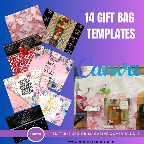 Canva Editable 8.5x11 Luxury Bag Gift Box Template, Digital File ONLY, Custom Gift Box, Special Occasion Gift Machine Box