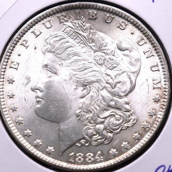 1884 Choice BU Morgan Silver Dollar, Nice Coin, Christmas Gifts, Collecting. Inv#16