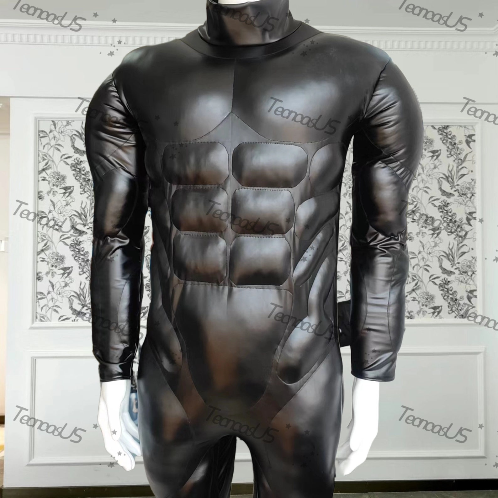 Black Leather Muscle Suit for Cosplay, Full Body Muscle Suit, Muscle
