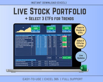 Eenvoudig voorraadbeheer met Excel die markttrends toont | Livegegevens | Excel-sjabloon | Directe digitale download: Excel 365