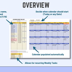 Excel Calendar Task List: Automated Task Tracker (download Template) - Etsy