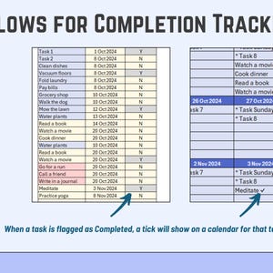 Excel Calendar Task List: Automated Task Tracker (download Template) - Etsy