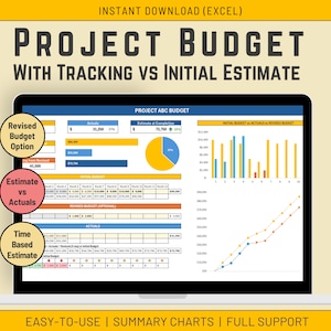 Excel-sjabloon voor projectbegroting met 12 perioden (maanden of weken) - digitale download - financiële dashboardgegevens voor projecten