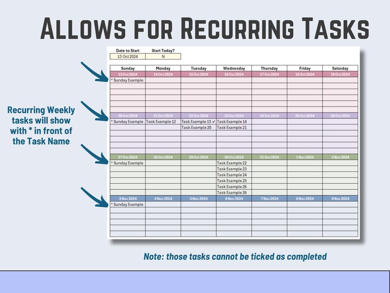 Excel Calendar Task List: Automated Task Management (download Template ...