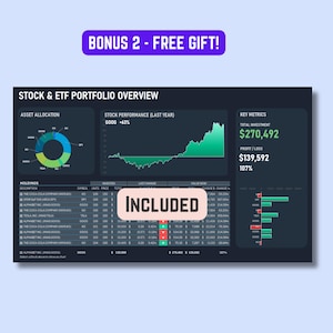 Investment Portfolio Excel Template, Live Updates, Stocks & ETFs Tracker, Excel 365 image 3