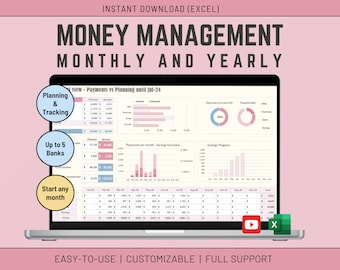 Excel Budget Planner: Monthly/Yearly Expense Tracker (Instant Download)