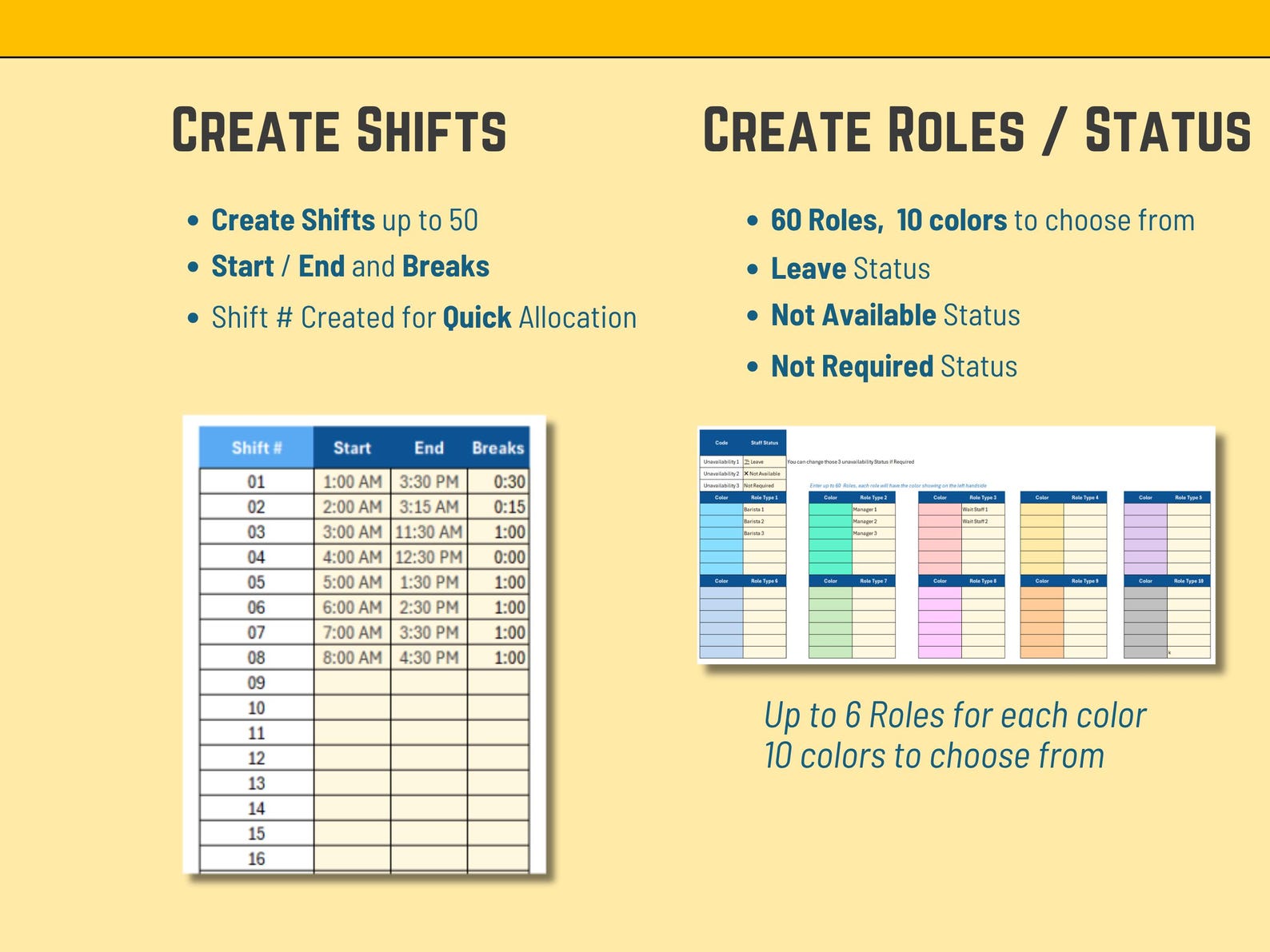 Weekly Roster Excel Template, Employee Shift Scheduler, Staff Rates ...