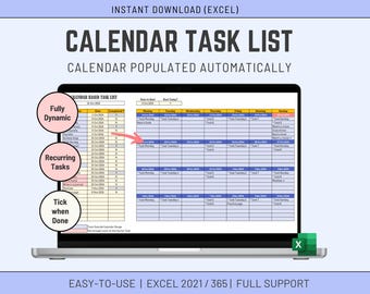 Lista de tareas del calendario de Excel: Rastreador de tareas automatizado (Descargar plantilla)