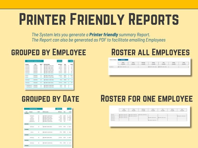 Weekly Roster Excel Template, Employee Shift Scheduler, Staff Rates ...