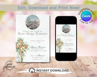 He Is Risen Easter Invitation – Christian Event Invite (PDF)