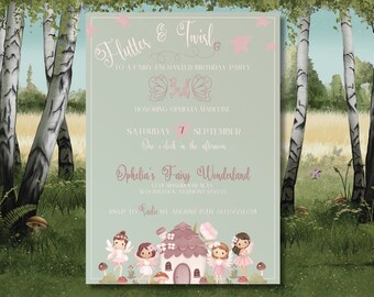 Fairy Birthday Invitation Editable – Enchanted Party (Digital Download)
