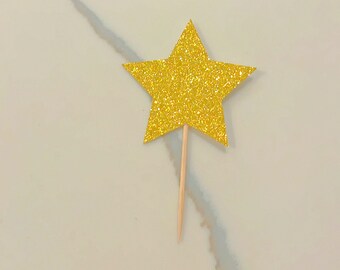 Stars cupcake topper-glitter stars-Twinkle Twinkle Stars